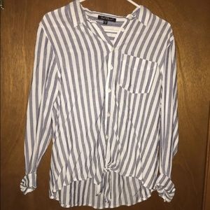Front Tie Striped Button Up